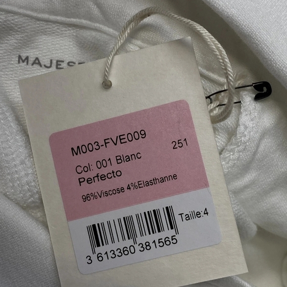 Majestic Filatures Womens Jacket White Size XL EU 4 French Terry Moto Full Zip - Picture 13 of 15